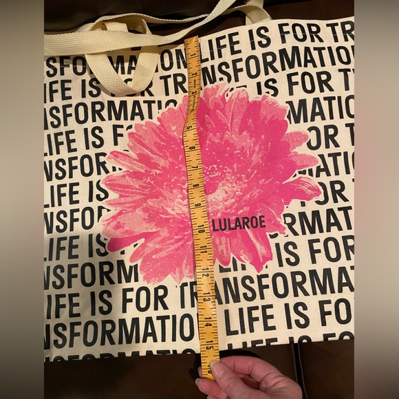 NWOT Lularoe Transformation is for Life extra large canvas tote bag 20”x15”x4” - Picture 4 of 11